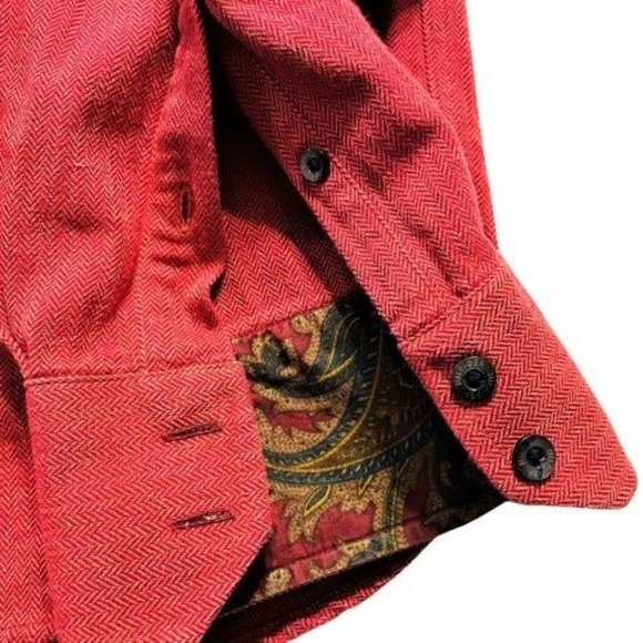 Tommy Hilfiger Red/Rust Colored Heavy Denim Button Down Casual Dress Shirt-X - Picture 4 of 5